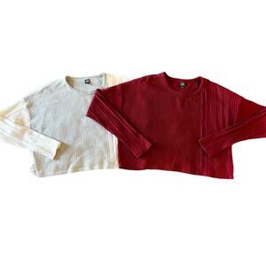Wild Fable Crew Neck Cropped Sweater Bundle Lot of 2 Womens Size M